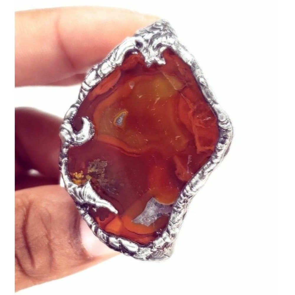 Red Agate Statement Ring - image 5